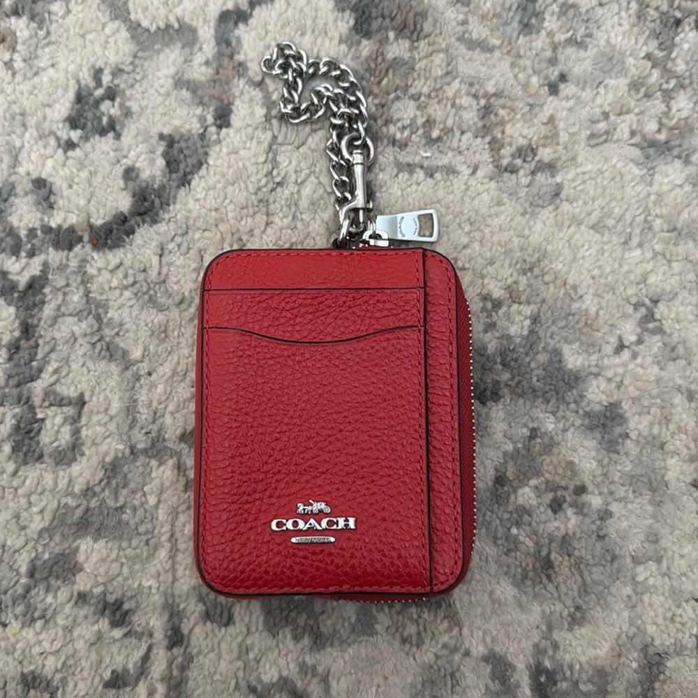 Coach Zip Card Case in Red